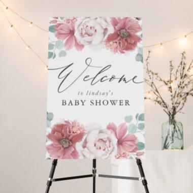 Dusty Pink Flowers Botanical Elegant Baby Shower Foam Board
