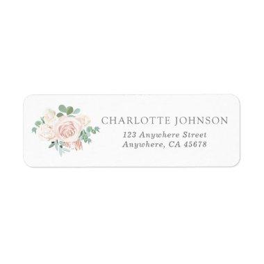 Dusty Pink Rose Eucalyptus Greenery Return Address Label