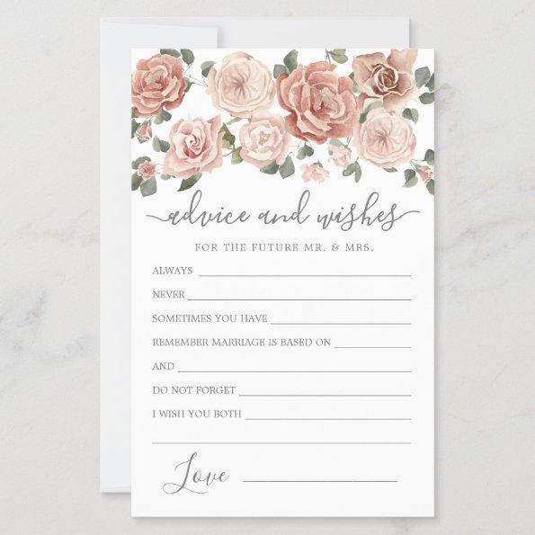 Dusty Pink Rose Floral Advice and Wishes Invitations