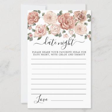 Dusty Pink Rose Floral Eucalyptus Date Night Invitations