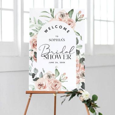 Dusty Pink Roses Floral Bridal Shower Welcome Sign
