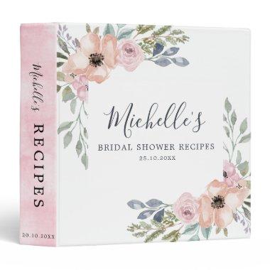 Dusty Pink Roses Midsummer  recipes 3 Ring Binder