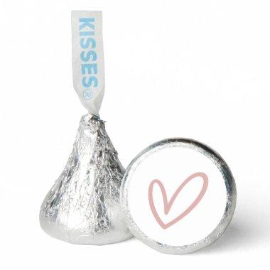 Dusty Pink & White Simple Heart Outline Label for Hershey®'s Kisses®
