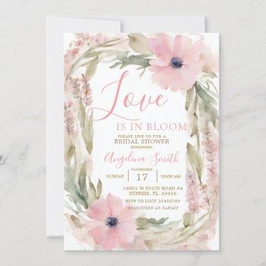 DUSTY PINK Wild flower Bridal Shower Invitations