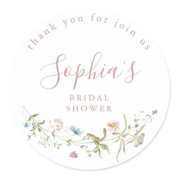 Dusty Pink Wildflower Rustic Boho  Classic Round Sticker