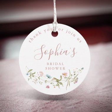 Dusty Pink Wildflower Rustic Boho Bridal Shower Favor Tags