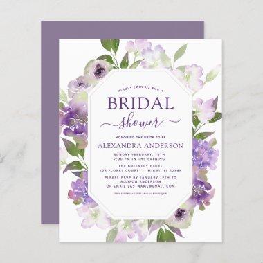Dusty Purple Floral Bridal Shower Invitations