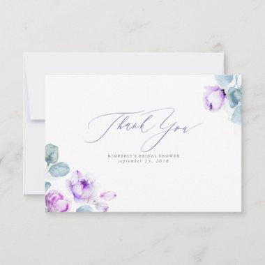 Dusty Purple Floral Elegant Small Thank You