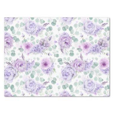 Dusty Purple Flowers Botanical Pattern Tissue Paper