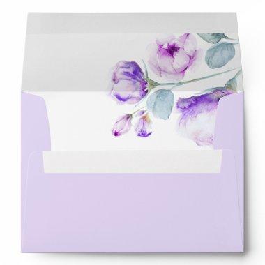 Dusty Purple Flowers Elegant Dreamy Romantic Envelope