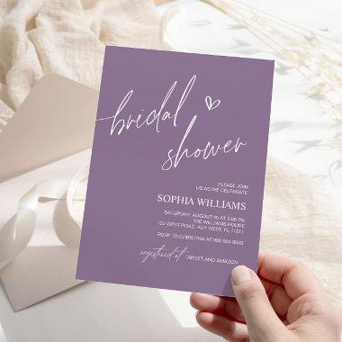Dusty Purple Minimalist Bridal Shower Invitations