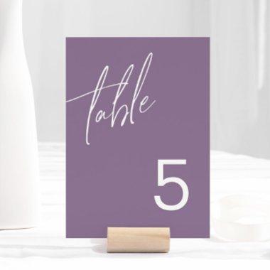 Dusty Purple Minimalist Wedding Table Number