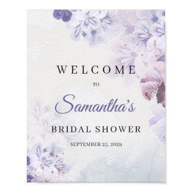 Dusty purple spring floral  welcome poster