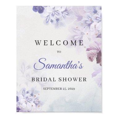 Dusty purple spring floral bridal shower welcome poster