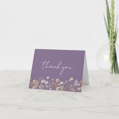 Dusty Purple Wildflower Bridal Shower Garden Thank You Invitations