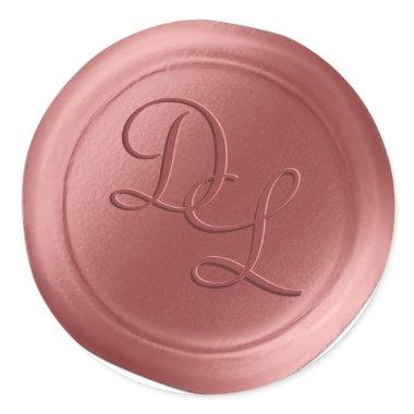 Dusty Rose 2 Letter Monogram Wax Seal Stickers