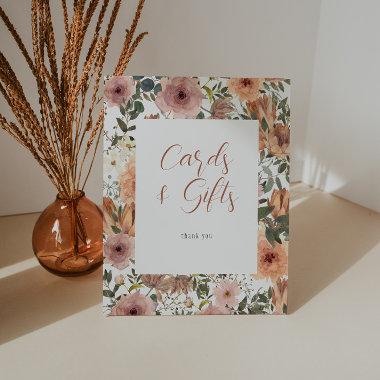 Dusty Rose and Burnt Orange Floral  Gifts Pedestal Sign