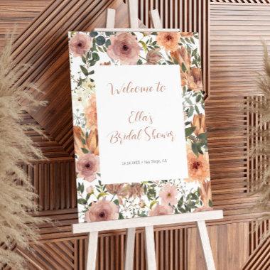Dusty Rose and Burnt Orange Floral Welcome Sign