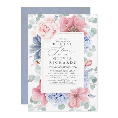 Dusty Rose and Dusty Blue Floral Bridal Shower Invitations