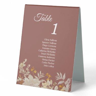 Dusty Rose Autumn Boho Table Tent Sign with Guests