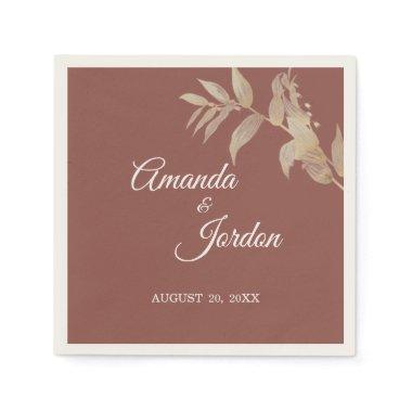 Dusty Rose Autumn Boho Wedding Cocktail Napkin
