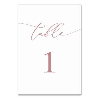 Dusty Rose Blush Minimalist Wedding Table Number