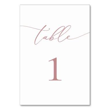 Dusty Rose Blush Minimalist Wedding Table Number