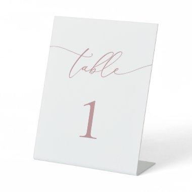 Dusty Rose Blush Minimalist Wedding Table Number Pedestal Sign