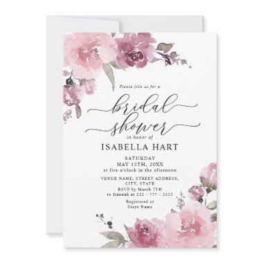 Dusty Rose Blush Pink Flowers Boho Bridal Shower Invitations