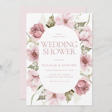 Dusty Rose, Blush & Sage Watercolor Wedding Shower Invitations
