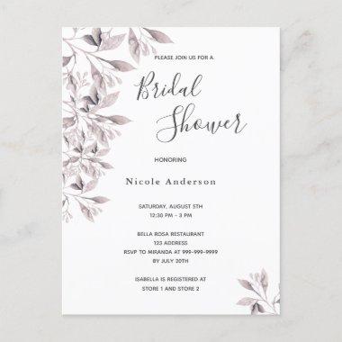 Dusty rose botanical Bridal Shower invitation PostInvitations