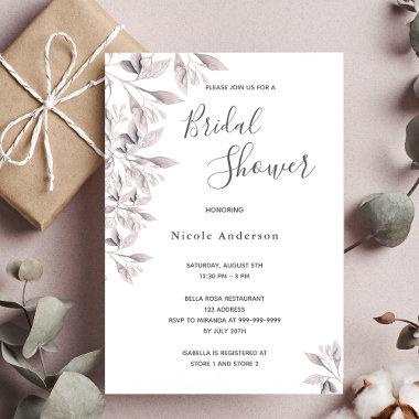 Dusty rose botanical script Bridal Shower Invitations
