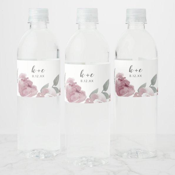 Dusty Rose Bridal Shower Watercolor Foral Water Bottle Label