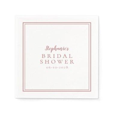 Dusty Rose Bridal Shower Wedding Simple Modern Napkins