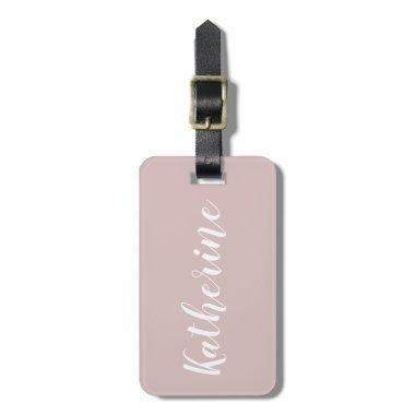 Dusty Rose Calligraphy Name Luggage Tag