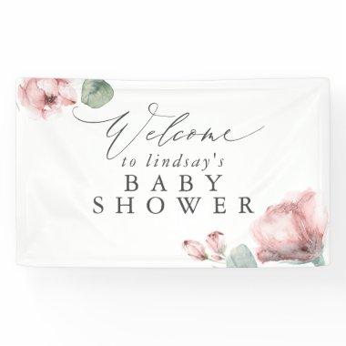 Dusty Rose Floral Baby or  Welcome Banner