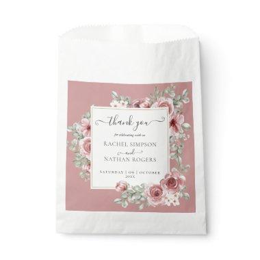 Dusty Rose Floral Botanical Wedding Thank You Favor Bag