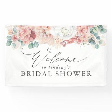 Dusty Rose Floral Bridal / Baby Shower Welcome Ban Banner