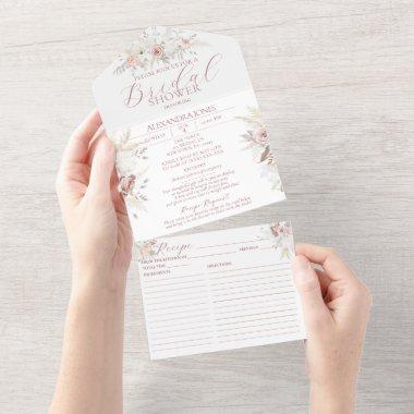 Dusty Rose Floral Bridal Shower All in One Invite