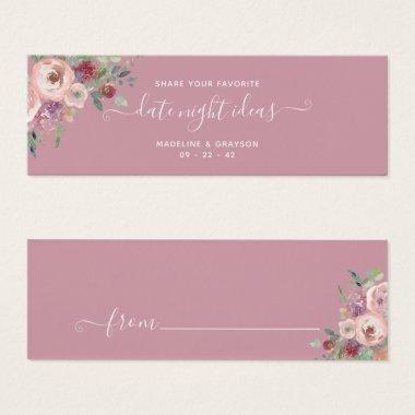 Dusty Rose Floral Bridal Shower Date Night Invitations