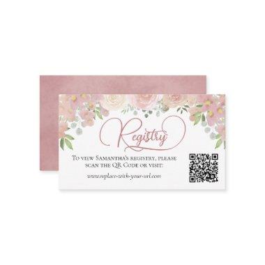 Dusty Rose Floral  Registry QR Code Enclosure