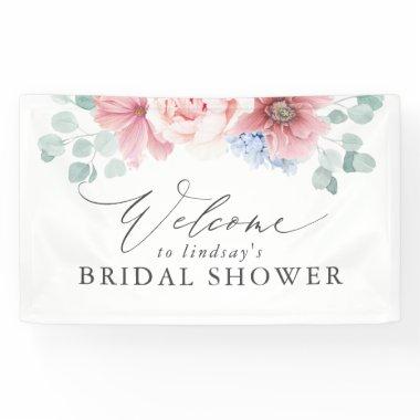 Dusty Rose Floral Bridal Shower Welcome Banner