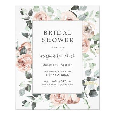 Dusty Rose Floral Budget Bridal Shower Invitations Flyer