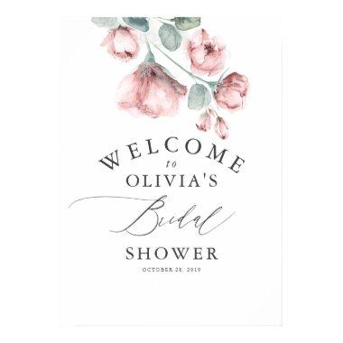 Dusty Rose Floral Elegant  Welcome Poster