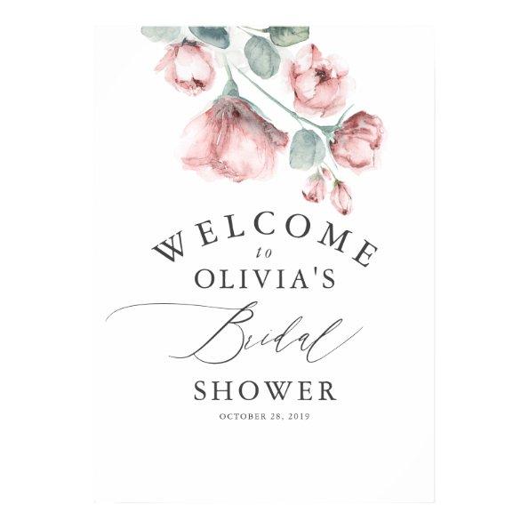 Dusty Rose Floral Elegant Bridal Shower Welcome Poster