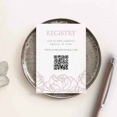 Dusty Rose Floral Peony Bridal Shower Registry QR Enclosure Invitations