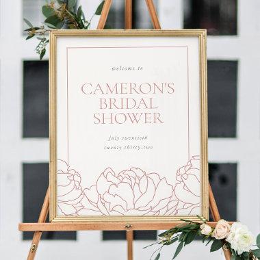 Dusty Rose Floral Peony Bridal Shower Welcome Poster