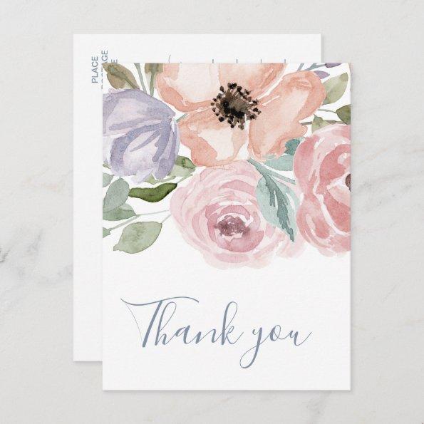 Dusty Rose Florals Thank You PostInvitations