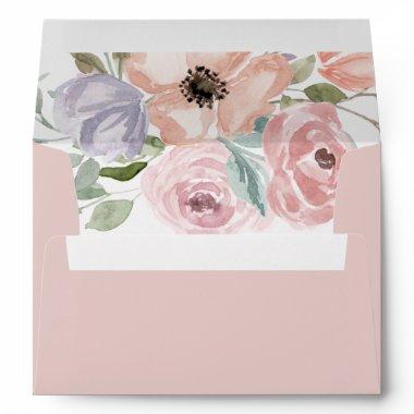 Dusty Rose Florals Wedding Invitations Envelope