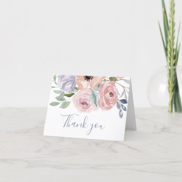 Dusty Rose Florals Wedding Thank You Invitations